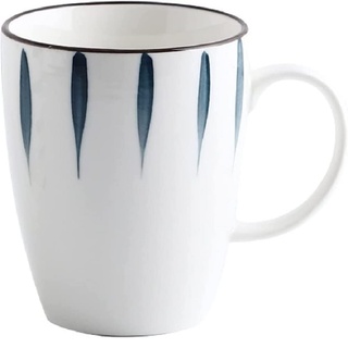 FülleMore Keramik Kaffeetasse Teetasse mit Henkel 450ml große Trinkbecher Kaffeebecher für Kaffee,Milch,Kakao,Cappuccino,Latte,Macchiato (Blätter)