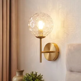 ZMH Wandleuchte Innen Ø24CM Gold Glaskugel G9 Wohnzimmer Wandlampe Flurlampe Metall Wandbeleuchtung Wand Dekorative Nachttischlampe für Hotel Bad - Gold