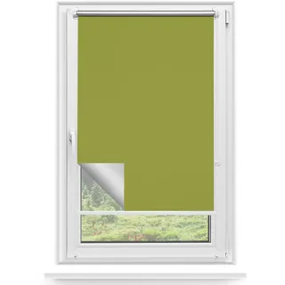 Rettika Verdunkelungsrollo ohne Bohren, für Fenster, Breite 115 cm, Höhe 220 cm, Grün Farbe, Klemmfix Montage, Jalousien Fenster, Fenster rollos für innen, Klemmrollo