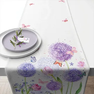 Ambiente Tischläufer Dekodecke Läufer 150x40 cm 100% Baumwolle Blumen Gräser Pastell Farben Serie Flower Beauty