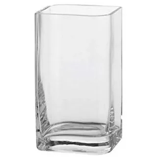 Famanu Glasvase Handgefertigte Rechteckige Vase - Transparent, 20 cm