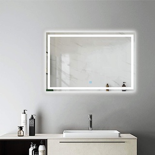 Aica Sanitär Led Spiegel Bad 90×60 cm Touch BESCHLAGFREI Sonne Serie Wandspiegel Badspiegel