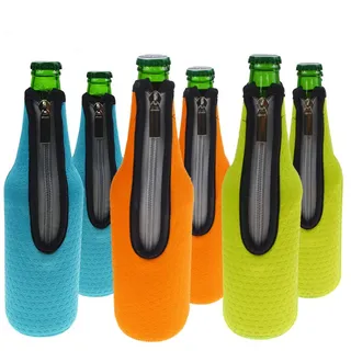 Orchidtent Bier Flaschenkühler, 6 Stück 17,6 Oz (500ml) Neopren Isoliert Reißverschluss Faltbar Bier Flaschen Kühler/Weinkühler / Getränkekühler (6Farben)