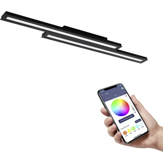EGLO connect.z Smart-Home LED Panel Saliteras-Z, ZigBee, App und Sprachsteuerung Alexa, Lichtfarbe einstellbar (warmweiß-kaltweiß), RGB, dimmbar, Metall Deckenlampe schwarz