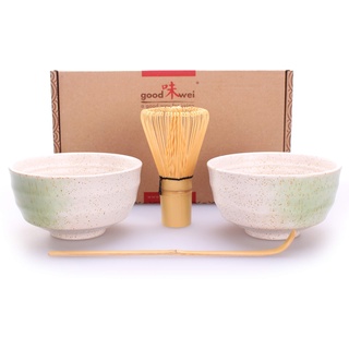 Goodwei Matcha-Set Duo mit zwei Schalen, aus Keramik (Weiß)