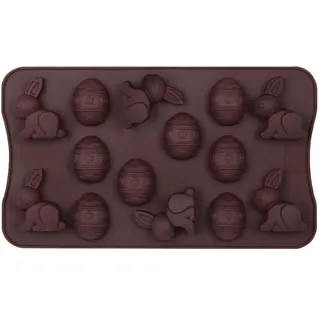 Dr. Oetker Silikon-Schokoladenform Fröhliche Ostern 14er Silikon Schokoladeneier, Schokoladenform Osterhase, Schokohasen für Kuchen, Menge: 1 Stück