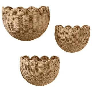 vertbaudet Wanddekoobjekt Wandkörbe FESTON aus Papierkordel, Kinderzimmer, 3er-Set, verspielt beige