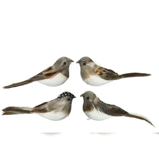 Decoris 2 Vögel mit Federn auf Clip 11x4x4cm Vogel Deko Figuren Wohndeko Osterdeko Hochzeitsdeko Vogelfigur Frühlingsdeko Dekovögel mit Klammer