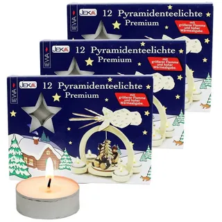 Ebersbacher Kerzenfabrik Teelicht Pyramidenteelichter Premium (12 Stück) (3-tlg)