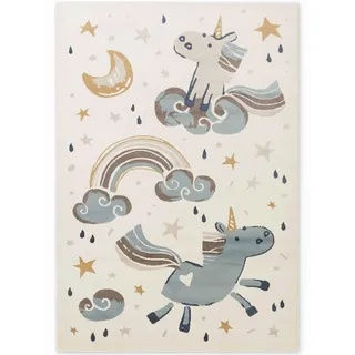 Hanse Home Kinderteppich Einhorn, Creme, Mehrfarbig, Textil, Einhorn, rechteckig, 200x290 cm, Oeko-Tex® Standard 100, für Fußbodenheizung geeignet, in verschiedenen Größen erhältlich, stuhlrollengeeignet, pflegeleicht, strapazierfähig, Teppiche & Böden, Teppiche, Teppich Kinderzimmer