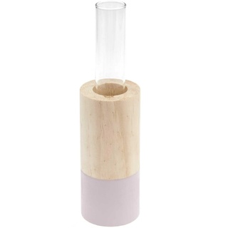 Holz Vase Mit Reagenzglas  Flieder Ø 4Cm  H 10Cm