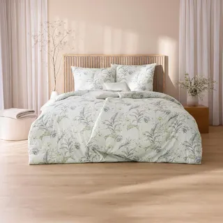 Estella Mako Interlock Jersey Bettwäsche Susanne mint Kissenbezug einzeln 40x80 cm - grün;blau