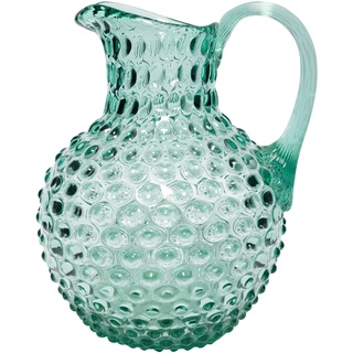 CHEHOMA - Glaskaraffe mit Diamantspitzen-Dekor und breitem Henkel - Grünfarben und robust verarbeitet - 2 Liter Wasserkrug oder Tischvase - Höhe: 23 cm - Grün