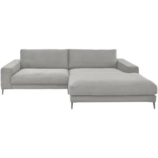 Dieter Knoll Ecksofa, Hellgrau, Metall, 3-Sitzer, Ottomane rechts, L-Form, 293x207 cm, Typenauswahl, Fußauswahl, Stoffauswahl, seitenverkehrt erhältlich, Hocker Rücken echt, Wohnzimmer, Sofas & Couches, Wohnlandschaften, Ecksofas