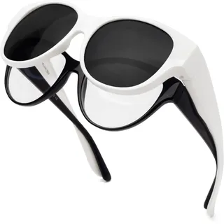 Face Shadow Polarisiert Überzieh Sonnenbrille über Normale Brille Damen UV400 Schutz, Übergroß Überbrille für Brillenträger, Ultra Leicht für Fahren, Radfahren, Sport und Freizeit