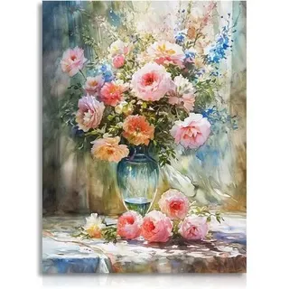 Buntes Blumen Ölgemälde Wand Poster Schlafzimmer Wohnzimmer Dekor