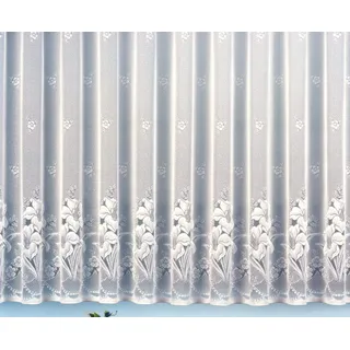 heimtexland Gardine Vorhang Jacquard Store mit Bleiband für schönen Fall weiß schönes Blumenmuster Allover mit Kräuselband/Universalschienenband HxB 220x300 cm für Fensterbreite 100-135 cm Typ43