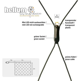 Hellum Lichterkettennetz LED 2x2 m Grün