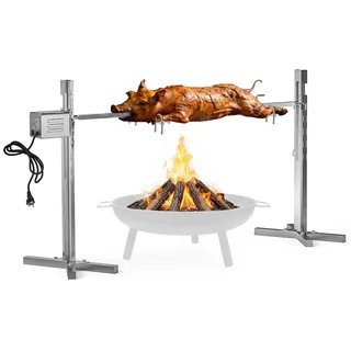 onlyfire Spanferkelgrill mit Motor, Edelstahl Spießbratengrill, 5-stufige Höhenverstellung Spießgrill, Elektrischer Grillspieß Set mit Drehspieß für Schwein, Lamm, Huhn & Grillfleisch, 60KG Traglast