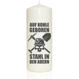 WB wohn trends Spruchkerze, Ruhrgebiet Auf Kohle geboren, grau, 20cm, 765g d8cm, Kerze mit Spruch, Brenndauer ca 70 Std