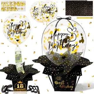 YeahBoom Geldgeschenke Geburtstag DIY Überraschungsbox mit Luftballons,Geldgeschenke Verpackung,Geld Geschenkverpackung für Ihre Familie, Kinder, Freunde,Luftballon Pull Up Geburtstag Geldgeschenk