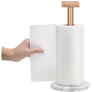 Navaris Aufbewahrungskorb Küchenrollenhalter stehend mit Marmor Basis - Papierhandtuchspender (1 St) weiß