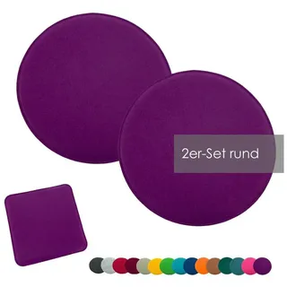 heimtexland Sitzkissen Filz Sitzauflage Stuhlkissen Bankkissen abwaschbar, Filzkissen eckig & rund I Indoor Outdoor I bequem & robust lila Rund | 35 cm x 35 cm