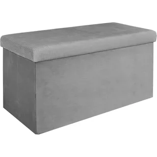 HOME DECO FACTORY Pouf Hocker aus Strick Baumwolle Rund Grau