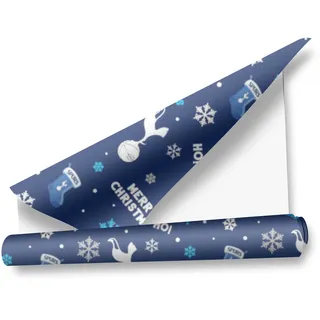 Geschenkpapier für Weihnachten, Motiv: Tottenham Hotpur FC für Geschenke, Fußball, 2 Bögen, 2 Etiketten