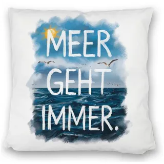 speecheese Dekokissen Meer geht immer Kissen satiniert Aquarell Design