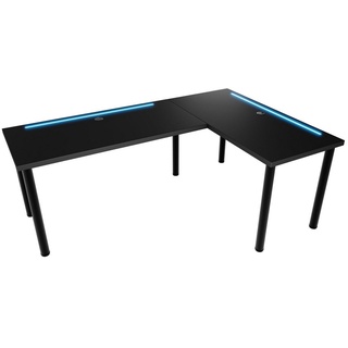 MÖBELSYSTEM Gamingtisch MÖBELSYSTEM Gaming Schreibtisch, beidseitig montierbar, LED, schwarz (Packung, 1 Tisch), Breite 160 cm schwarz