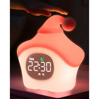 Yiliaw der Stern Kinderwecker mit Nachtlicht – Schlaftrainer & Aufwachuhr, wiederaufladbare Silikonlampe für Schlafzimmer, Perfekter Schlafbegleiter für Jungen & Mädchen,rosa