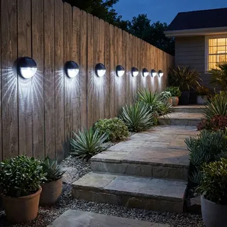 8er-Set Kompakte Solar LED Wandleuchte & Zaunleuchte: Stilvolle Aussenbeleuchtung für Treppen & Wege, energiesparend, wetterfest
