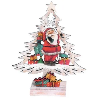 Deko Tanne Tannenbaum mit Weihnachtsmann Holz Fensterbild Baum Schneemann Stern