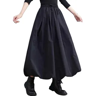 Anybird Damen Y2K-Blasenrock Elastisch Hohe Taille A-Linie Langer Rock Rüschensaum Sommer-Ballonröcke - 4XL
