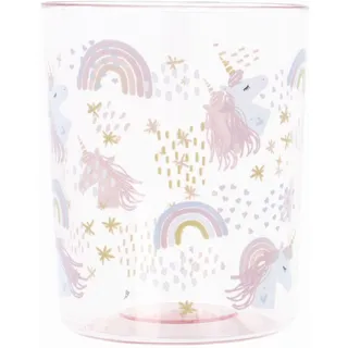 PARSA Beauty Zahnputzbecher Kids Einhorndesign Rosa Transparent Kinderzahnputzbecher stabil langlebig süßes Design Zahnpflege Becher für Kinder Badezimmerzubehör