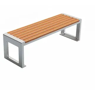 Wetterfeste Außenbank aus Edelstahl und Holz, stabile Gartenmöbel für Terrasse, Park, Hof, Veranda