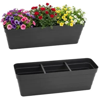 Spetebo Blumentopf Balkon Blumenkasten Bewässerungssystem 60 cm (Anzahl, 2 St., Stück), Mit integriertem Bewässerungsboden schwarz