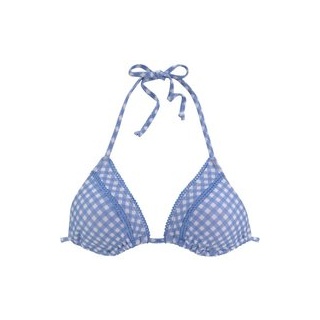 BUFFALO Triangel-Bikini-Top Damen hellblau-kariert Gr.34 Cup A/B