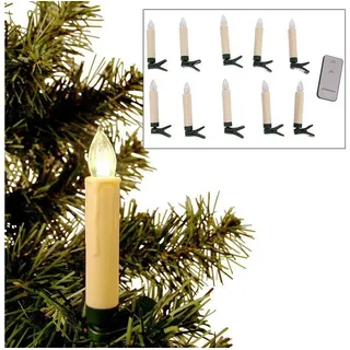 BURI Lichterkette LED Weihnachtsbaumkerzen 10er-Set Baumkerzen kabellos Beleuchtung