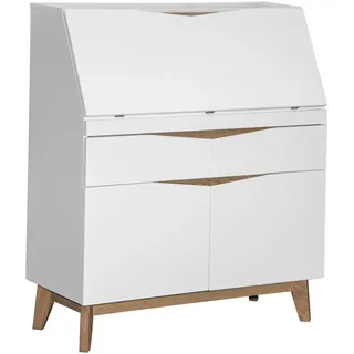 Venda Sekretär, Weiß, Eiche, Holz, Holzwerkstoff, Eiche, massiv, 2 Schublade(n) Schubladen, rechteckig, 96.5x113.5x40-76 cm, Bsci, Stauraum, Arbeitszimmer, Schreibtische, Sekretäre