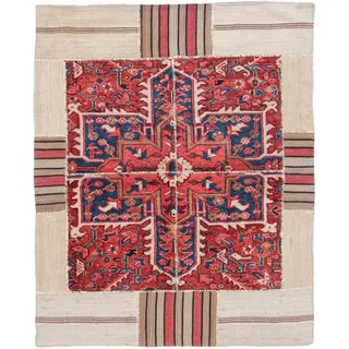 Nain Trading Orientteppich Kelim Patchwork 146x176 Handgewebter Orientteppich / Perserteppich, rechteckig, Höhe: 4 mm beige|rot