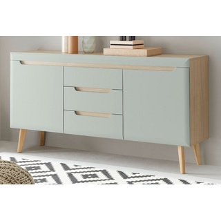 Furn.Design Sideboard Isgard (Anrichte in Pistazie und Scandi Eiche, 160 x 83 cm), mit Soft-Close-Funktion beige