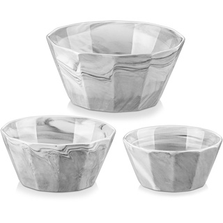 MALACASA Keramik-Suppenschalen-Set, marmorgraue Müslischüssel-Set für 3 (34/26/16 oz), Porzellan-Rührschüsseln für Obstsalat, spülmaschinen- und mikrowellengeeignet