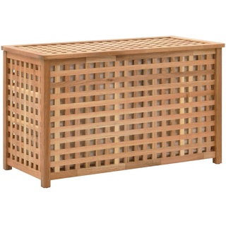 vidaXL Walnussholz Massiv Wäschetruhe mit Deckel Wäschekorb Wäschesammler Wäschebox Wäschetonne Wäschesack Bad Schlafzimmer 77,5x37,5x46,5cm Natur