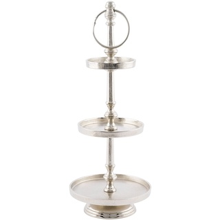 Spetebo Aluminium Etagere silber - 45 cm - 3 Etagen Vintage Deko Servier Ständer Platte Bonboniere