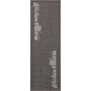 benuta Plus Küchenläufer Kitchen Grau 80x240 cm - Pflegeleichter Teppich für Küche