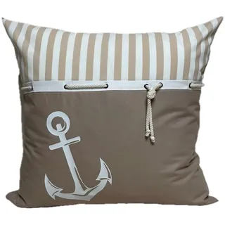 Ammerkind Dekokissen Maritime Kissenhülle Anker, beige/weiß, 1 Kissenhülle ohne Füllung beige 50 cm x 50 cm
