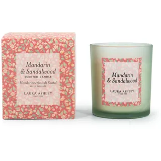 Laura Ashley Duftkerze im Glas (200g) | Mandarin & Sandalwood | Exklusive Kerze in Designer-Geschenkbox | Edler Raumduft & Deko