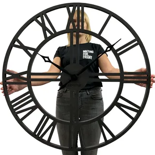 Große Schwarze Loft-wanduhr, 80 Cm